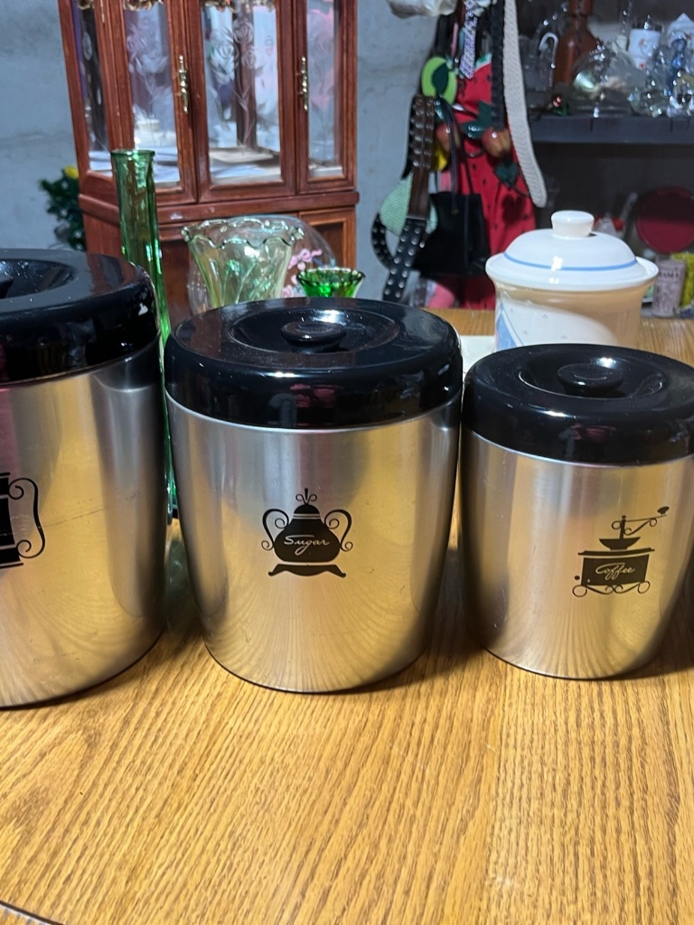 Aluminum Storage Canister Set with Black Lids - Sugar & Coffee